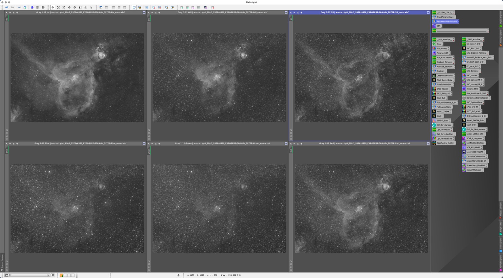 Baseline setup, with SHO & RGB frames from the Heart Nebula